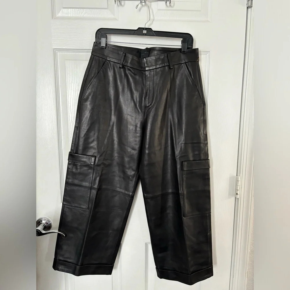 hotel particulier black leather cargo pants
